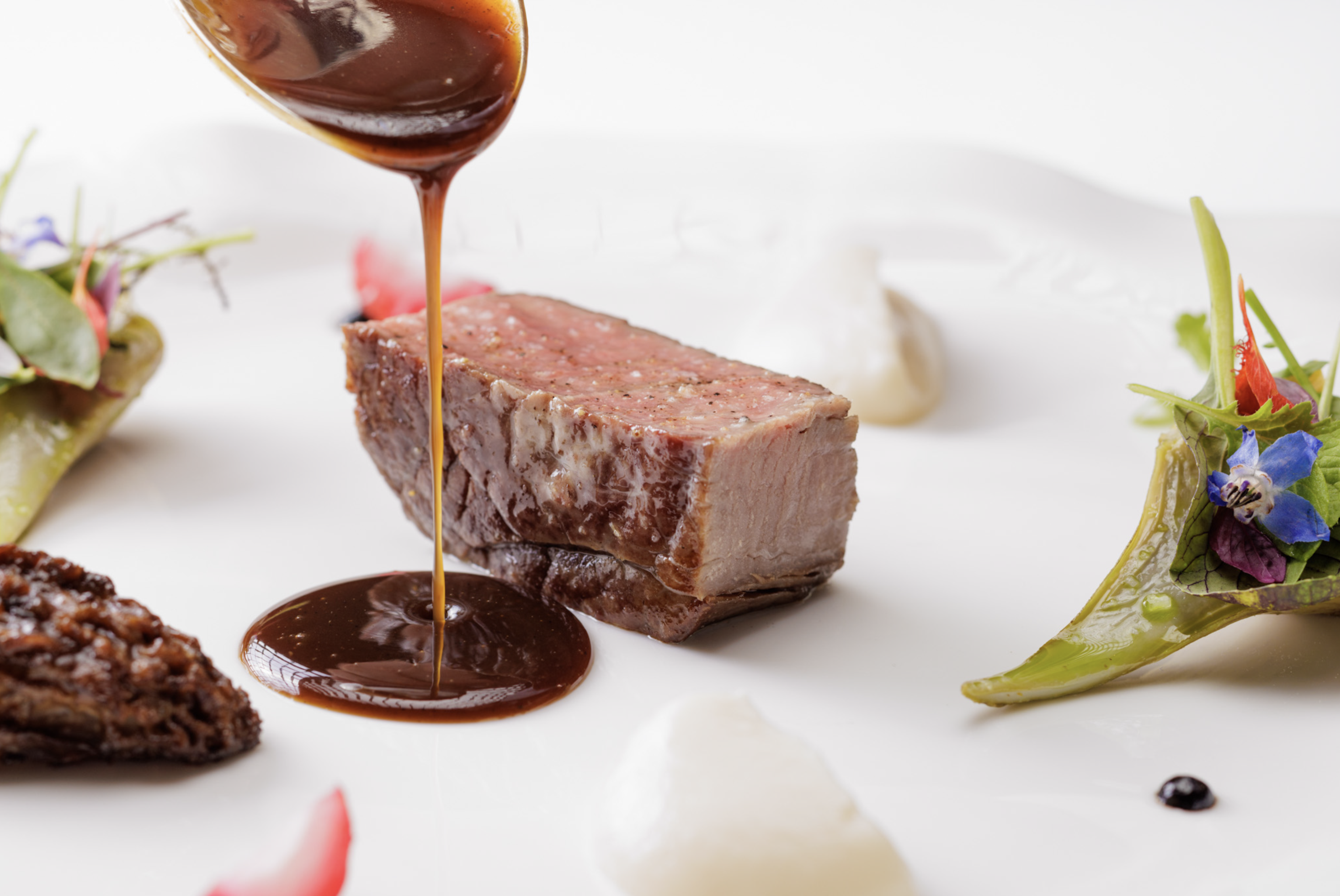 A plated tasting-menu course