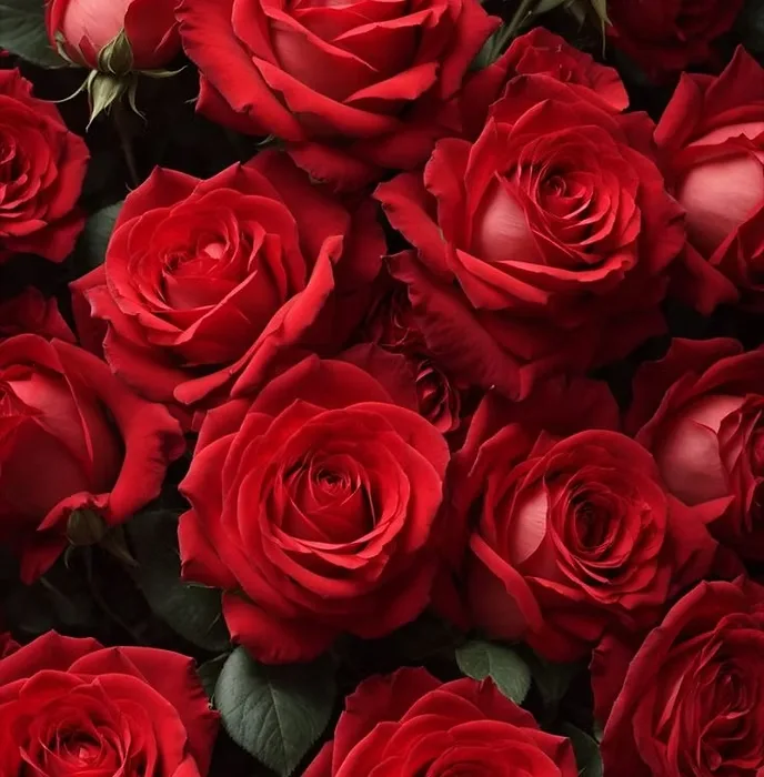 A bouquet of fresh red roses