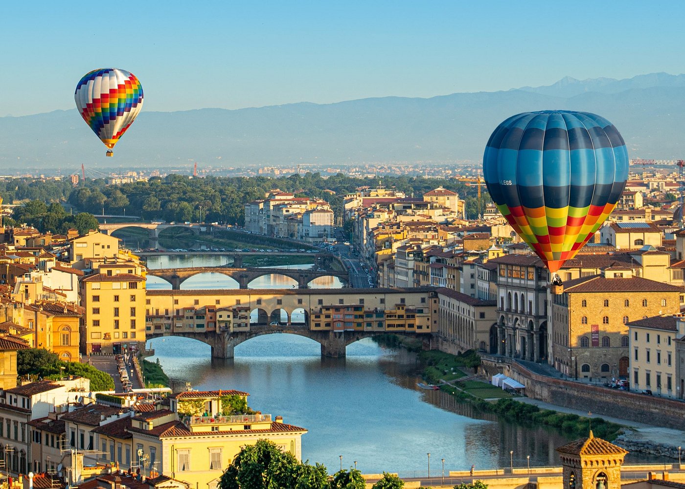 A hot air balloon over Florence
